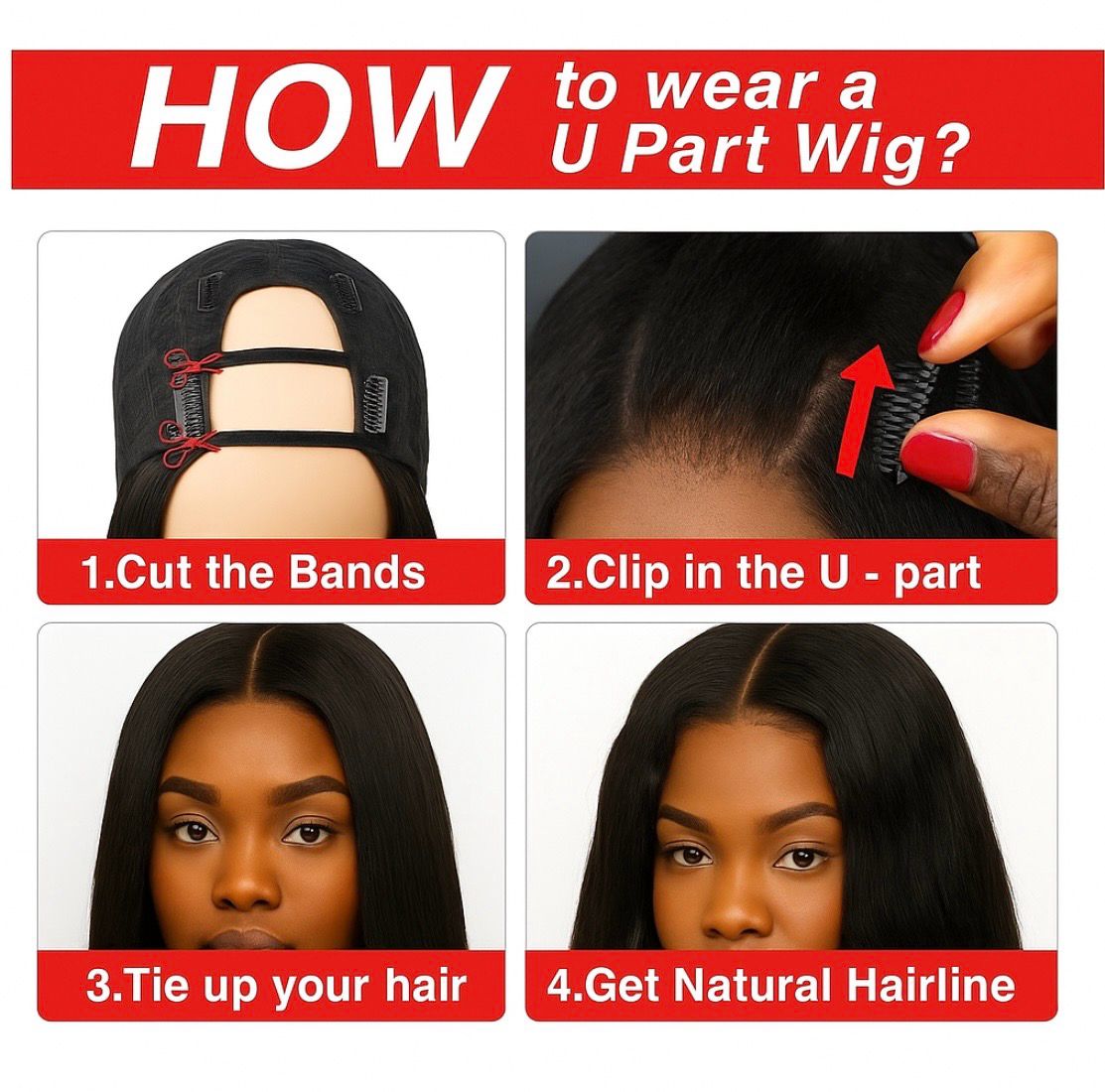 U Part Middle Straight Wig