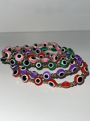 Evil Eye &amp; Gold Beads Bracelet