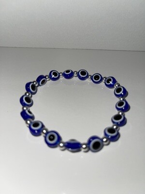 Evil Eye &amp; 925 Sterling Silver Beads Bracelet