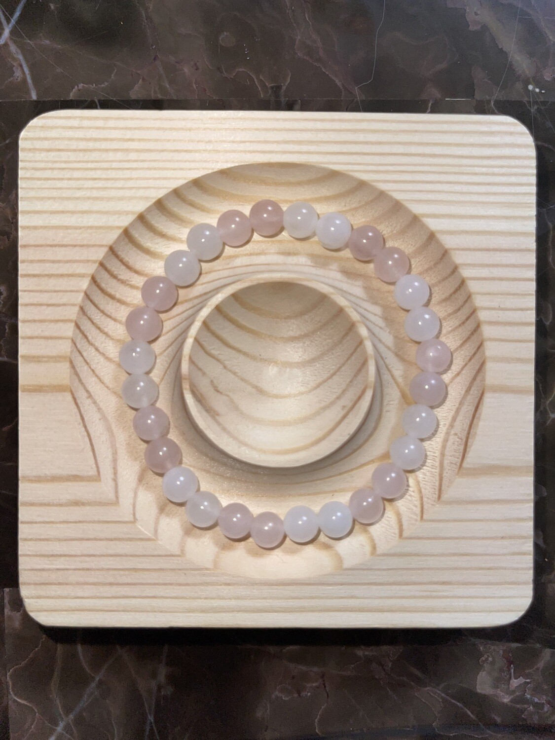 White Jade &amp; Rose Quartz Bracelet - 6mm