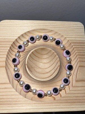 Pearl Pink Evil Eye Bracelet