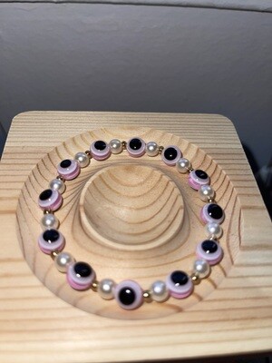 Pearl Pink Evil Eye Bracelet