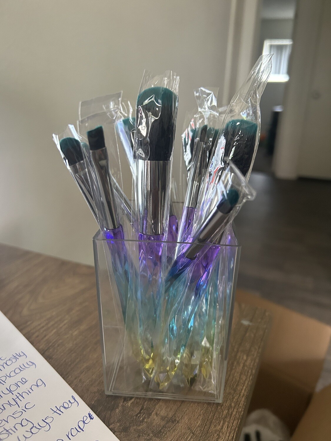Rainbow Crystal Makeup Brushes with Makeup Brush Holder