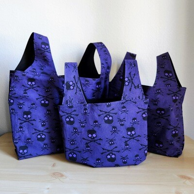 Purple Skulls &amp; Faux Fishnet Reusable Bag