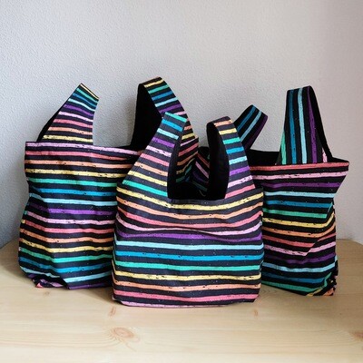 Gritty Pastel Rainbow Stripes Reusable Bag