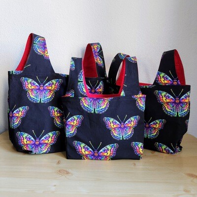 Neon Rainbow Butterfly Reusable Bag
