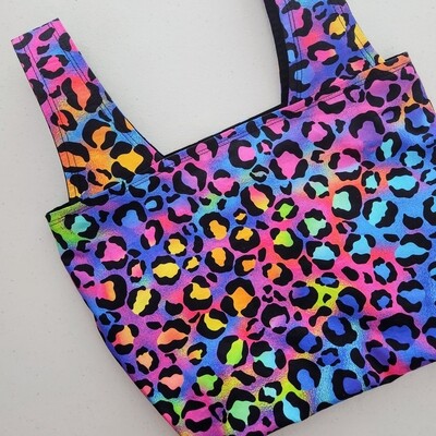 Neon Rainbow Leopard Print Reusable Bag