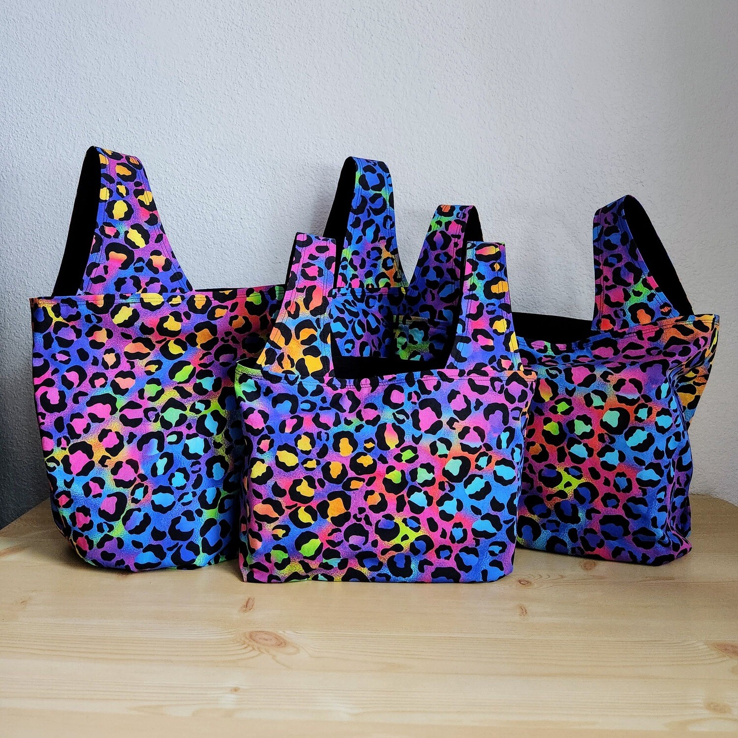 Neon Rainbow Leopard Print Reusable Bag