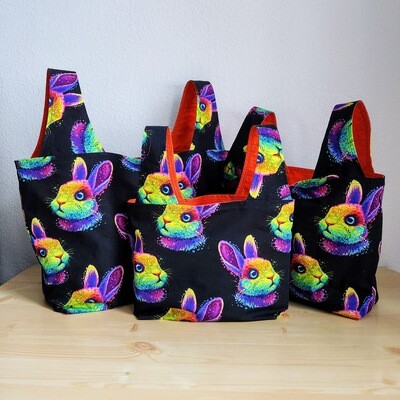 Neon Rainbow Rabbit Reusable Bag