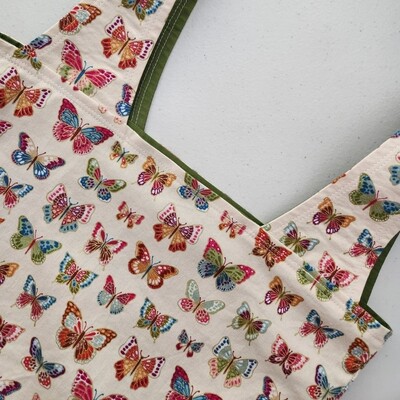 Shimmery Butterflies on Cream Reusable Bag