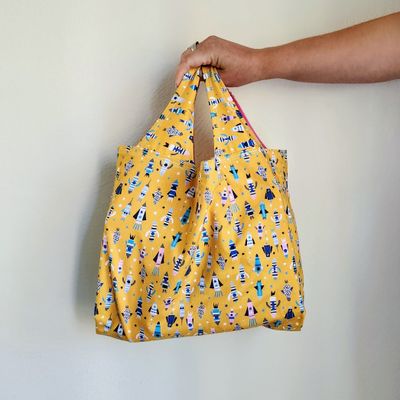 Rockets on Yellow Reusable Bag
