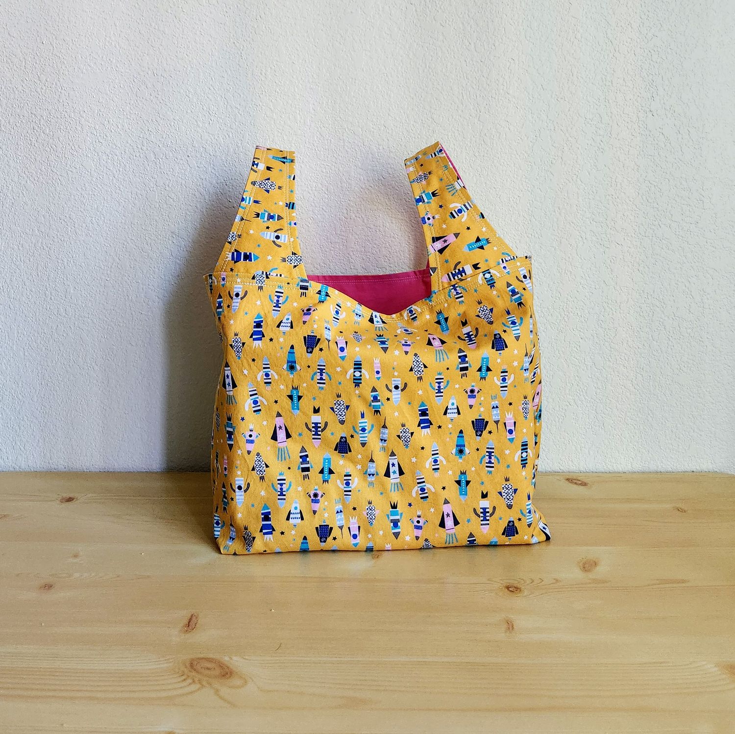 Rockets on Yellow Reusable Bag