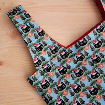 Christmas Cat Heads Reusable Bag