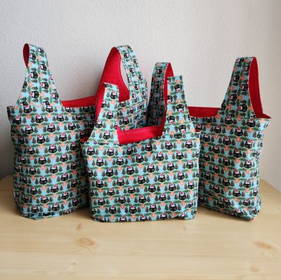 Christmas Cat Heads Reusable Bag