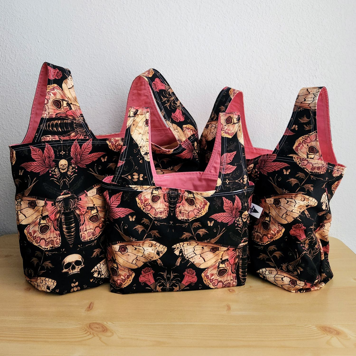 Earthy Moths &amp; Skulls Reusable Bag