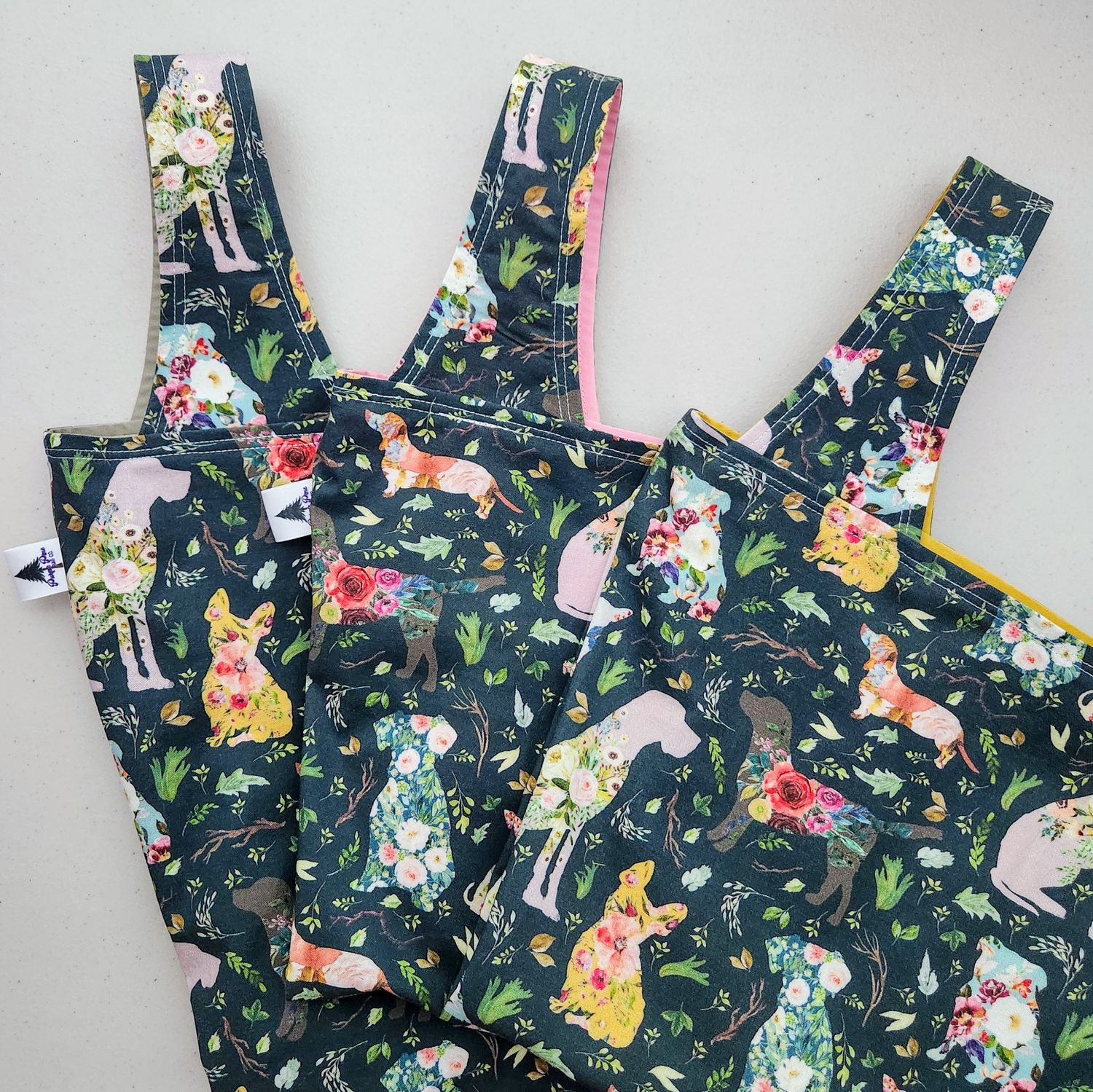 Floral Dogs Reusable Bag