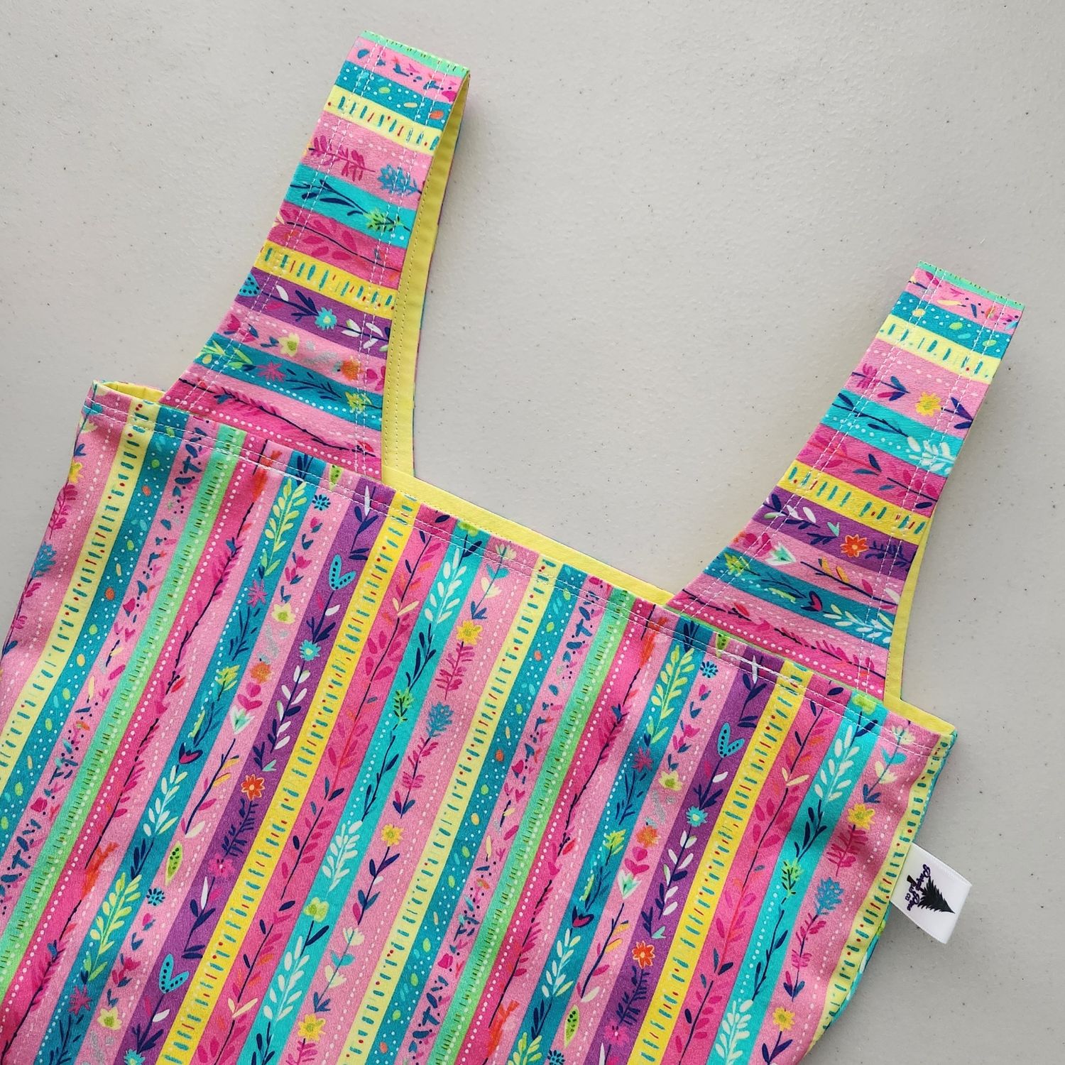 Bright Floral Stripes Reusable Bag