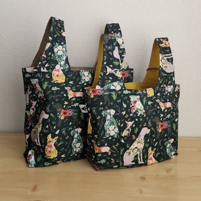Floral Dogs Reusable Bag