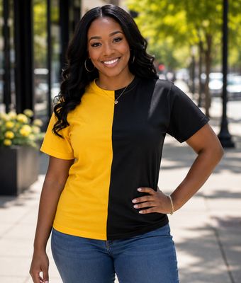 Two Tone Split T-Shirt | Half &amp; Half Color Shirt | Custom Greek Inspired Shirt | Personalized Two Color Tee | Unisex Shirt Blanks