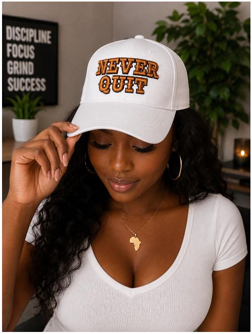 Never Quit Embroidered Hat | Motivational Baseball Cap | Inspirational Dad Hat | Adjustable Cotton Cap | Gift for Men &amp; Women