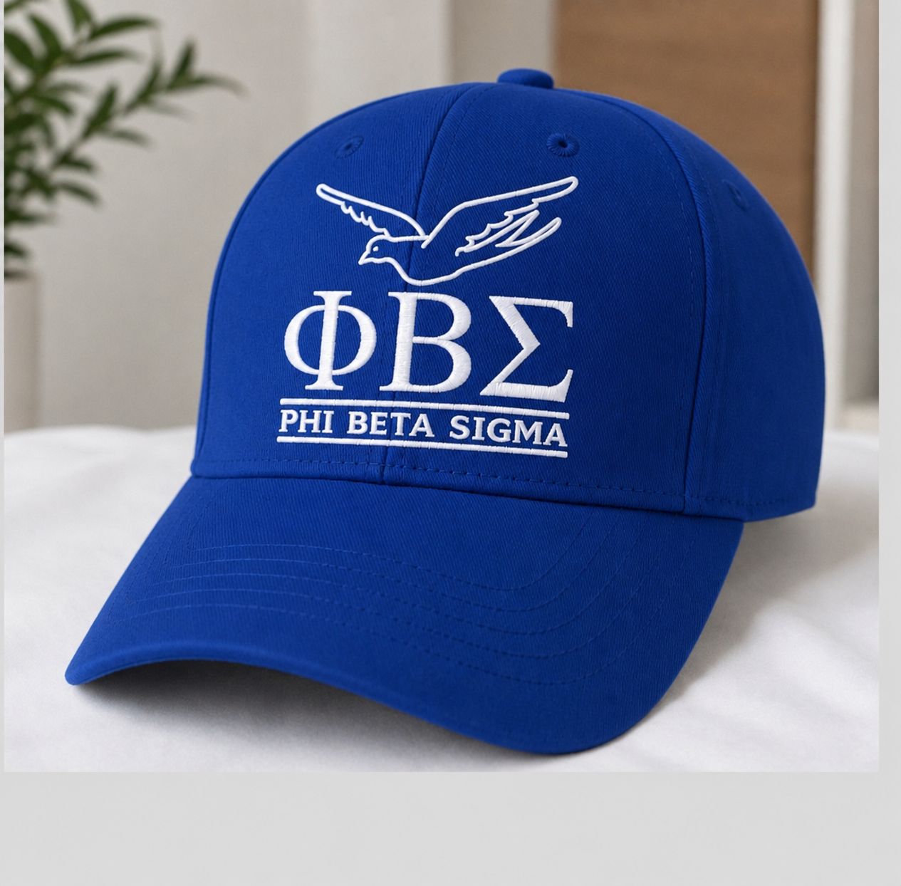 Phi Beta Sigma Embroidered Hat | ΦΒΣ White Baseball Cap | Royal Blue Fraternity Hat | Sigma Greek Gift | Embroidered Greek Cap