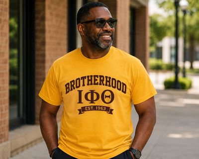 Iota Phi Theta T-Shirt – ΙΦΘ Brotherhood Shirt – Brown &amp; Gold DTV Fraternity Tee – Iota Member Gift