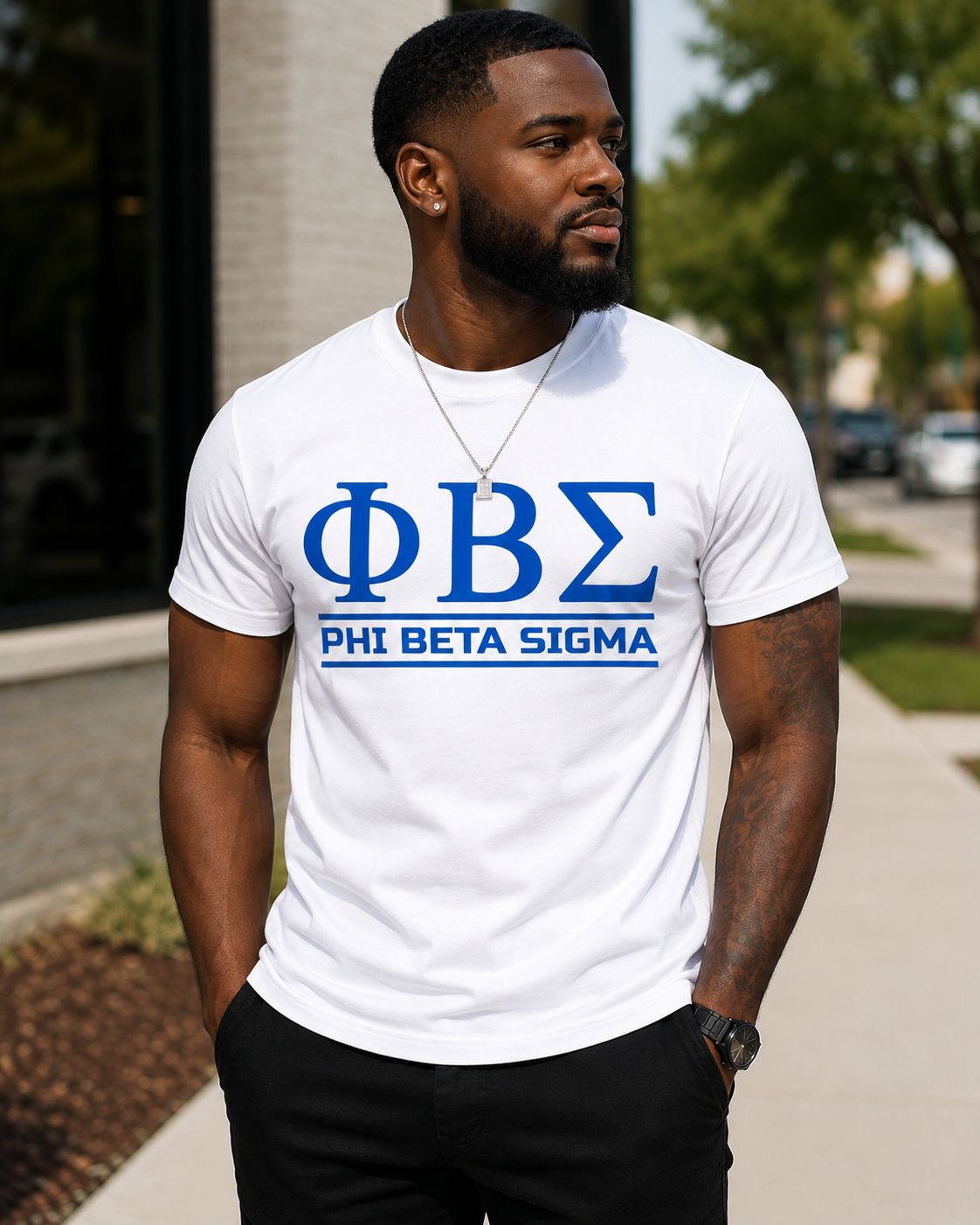 Phi Beta Sigma T-Shirt – ΦΒΣ DTV Printed Shirt – Royal Blue and White Fraternity Tee – Sigma Member Gift