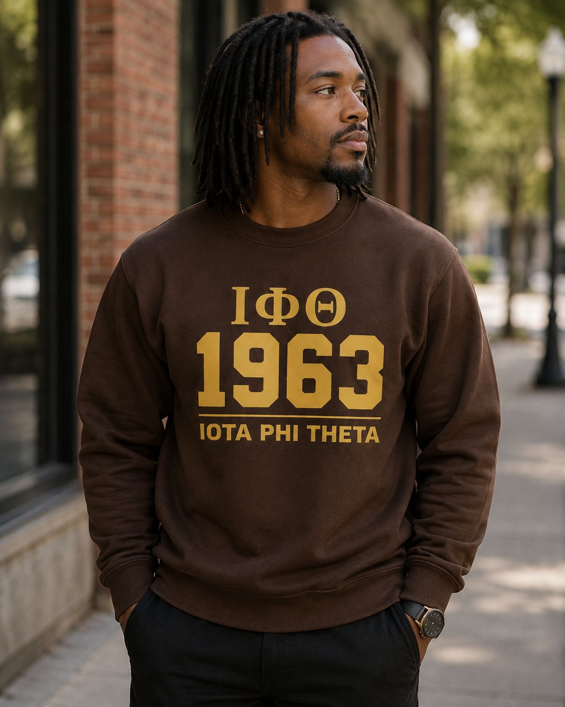 Iota Phi Theta Sweatshirt – ΙΦΘ 1963 Crewneck – Brown &amp; Gold DTV Fraternity Sweatshirt – Iota Member Gift