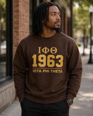 Iota Phi Theta Sweatshirt – ΙΦΘ 1963 Crewneck – Brown &amp; Gold DTV Fraternity Sweatshirt – Iota Member Gift