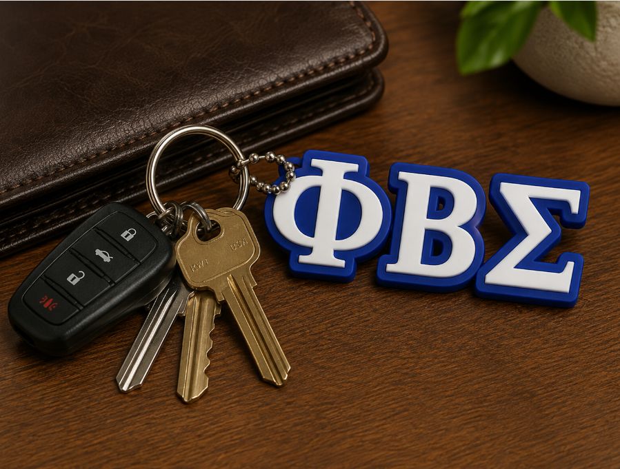 Phi Beta Sigma Keychain | ΦΒΣ Greek Letter Key Ring | Blue &amp; White Fraternity Keychain | Sigma Gift | 3D Printed Greek Accessory