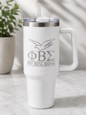 Phi Beta Sigma Tumbler – ΦΒΣ Laser Engraved Tumbler – 35oz or 45oz Handled Travel Cup – Fraternity Gift