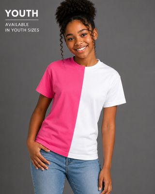 Two Tone Split  Youth T-Shirt | Half &amp; Half Color Shirt | Custom Greek Inspired Shirt | Personalized Two Color Tee | Unisex Shirt Blanks