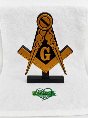 Black &amp; Gold Masonic Plaque | Masonic Square &amp; Compass Desk Decor | Freemason Gift | Lodge Office Display | 3D Printed Collectible
