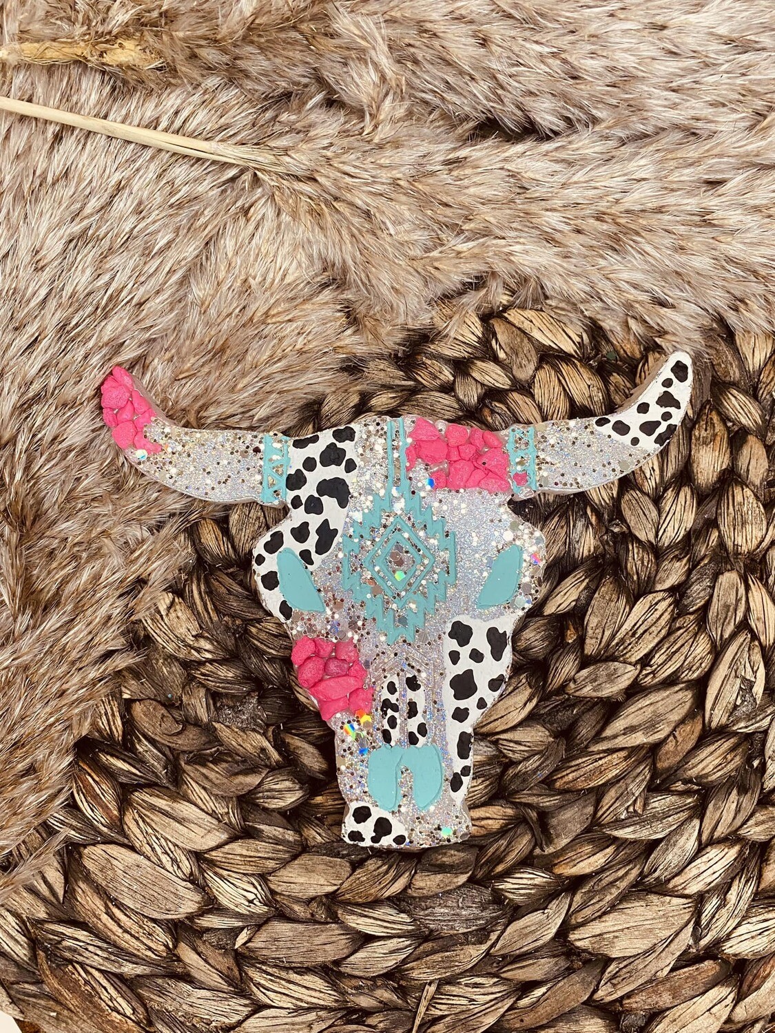 Aztec Bull Pink and Teal