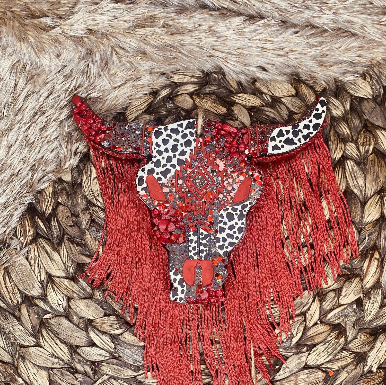 Aztec Bull Red and cow print