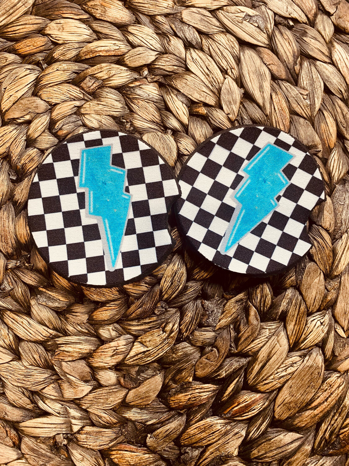 Bolt Checkered Car Coasters