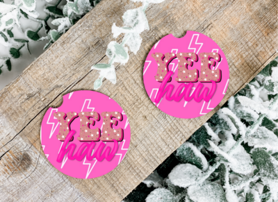 Yee Haw Pink Car Coasters