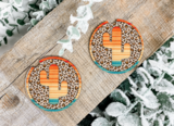 Serape Cheetah Cactus Car Coasters