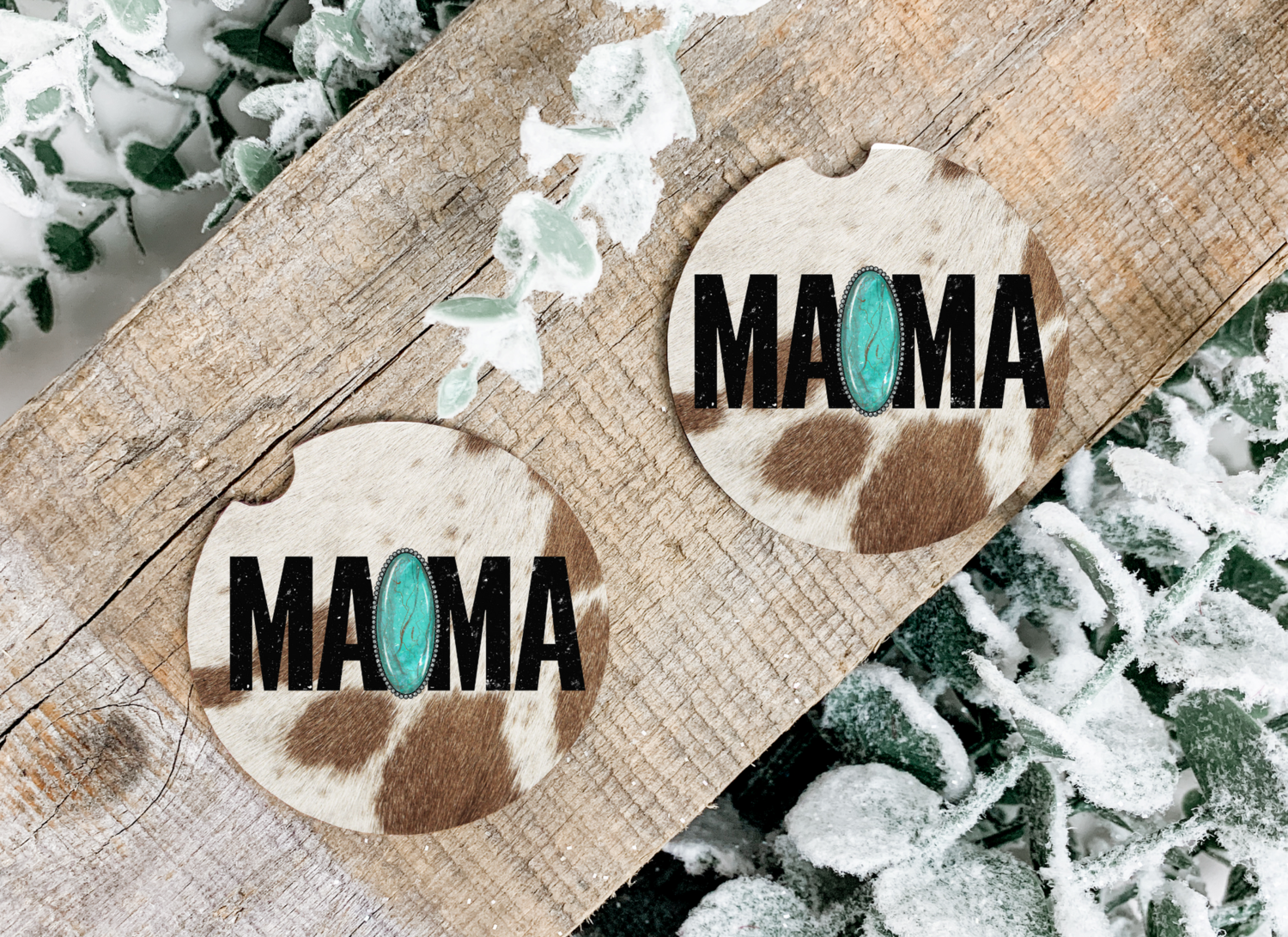 MAMA Cowhide Car Coasters