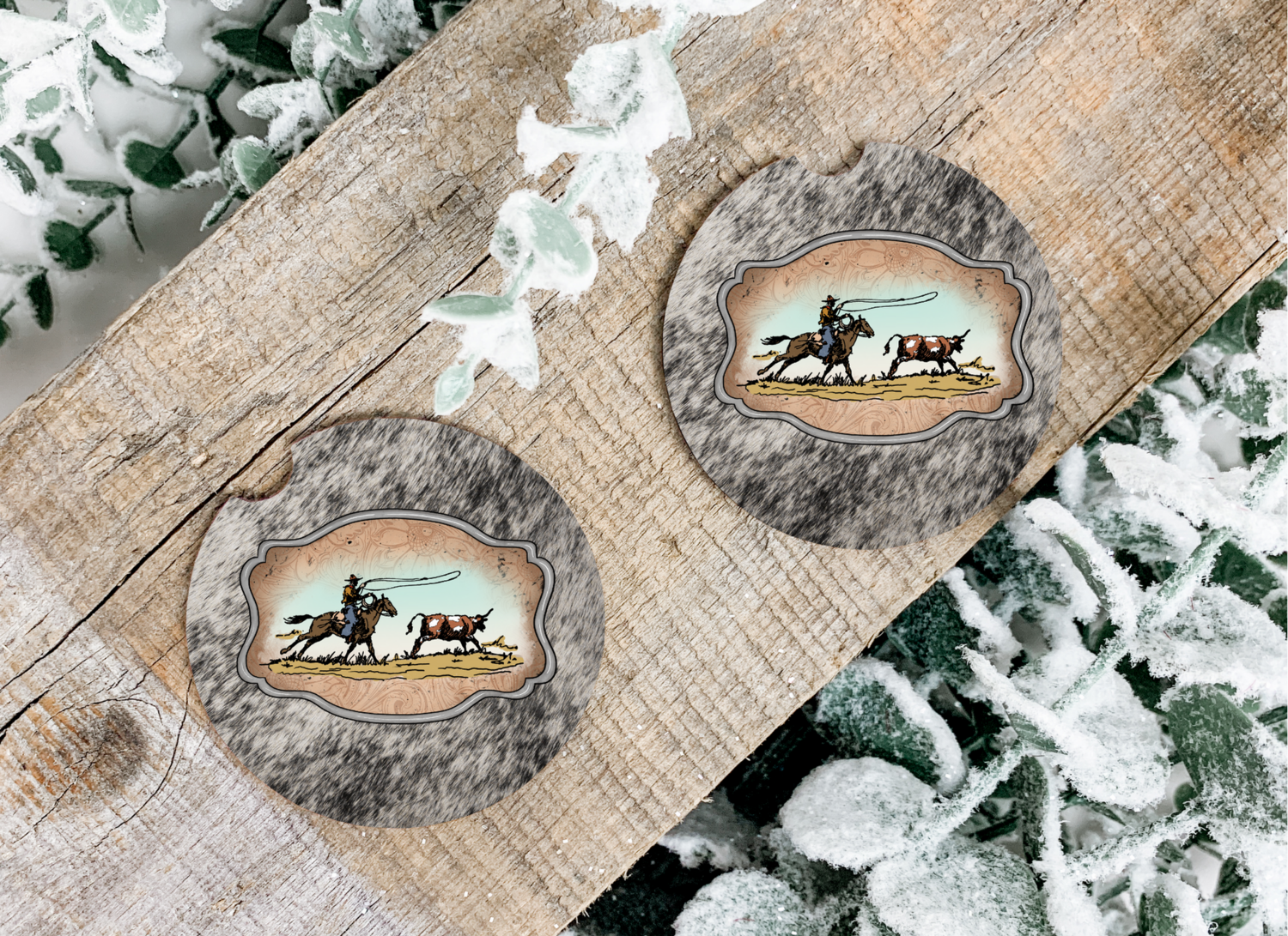 Rachin Cowhide Car Coasters