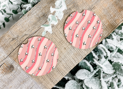 Pink Stars and Stripes Car Coasters