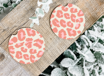 pink cheetah Car Coasters