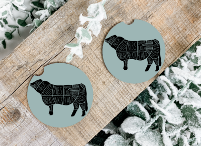 Beef cuts Car Coasters