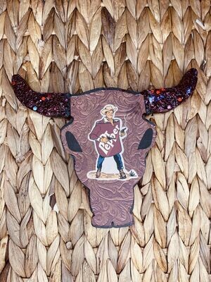 Tooled Leather Dr Pepper bull skull