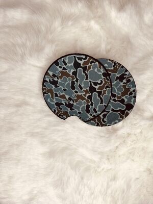 Blue Green Camo Car Coasters