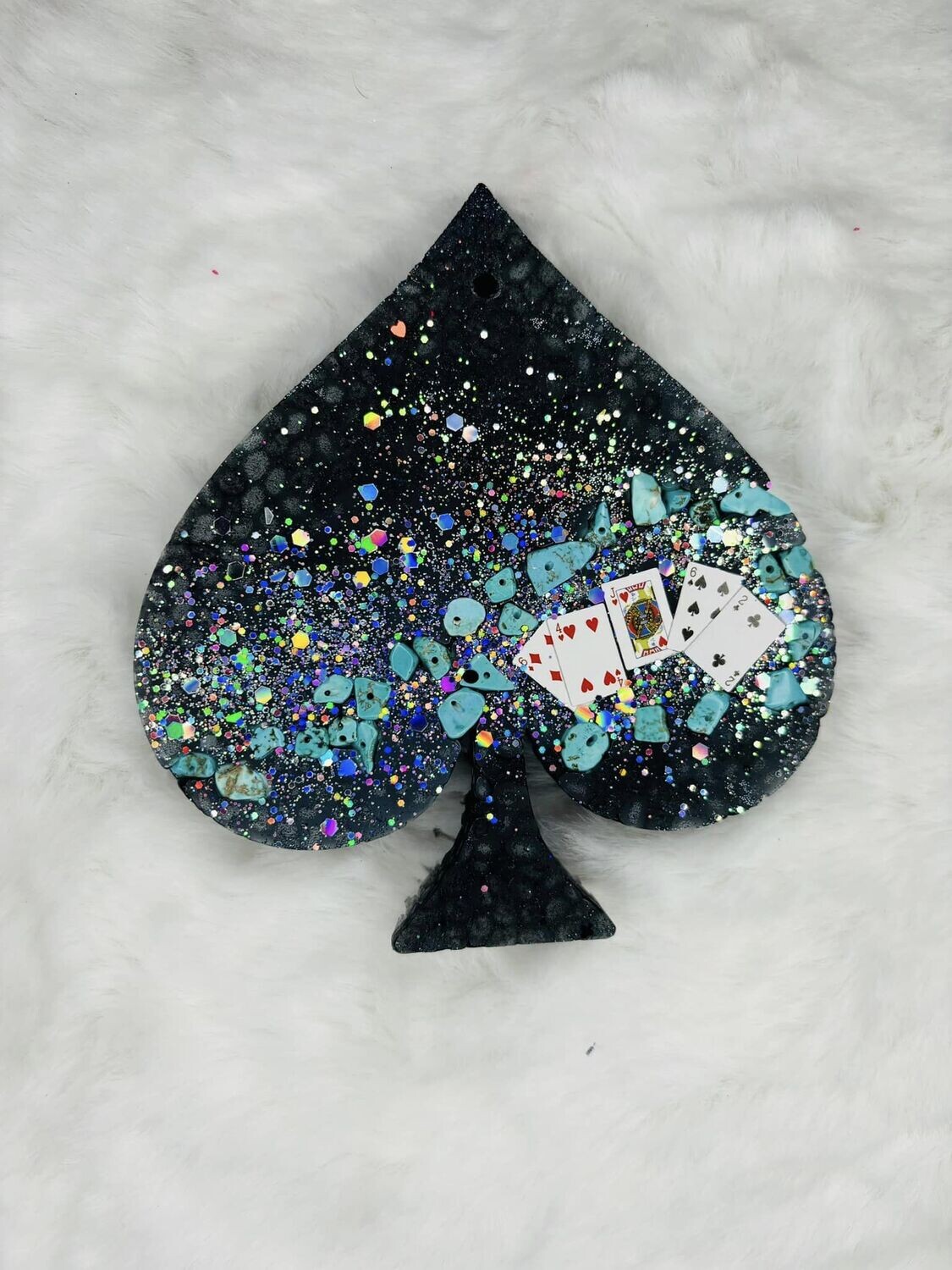 Spade- Turquoise and Cards
