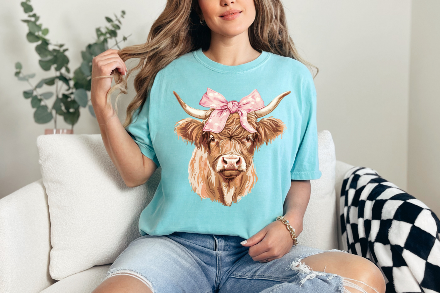 Highland Cow with Bow