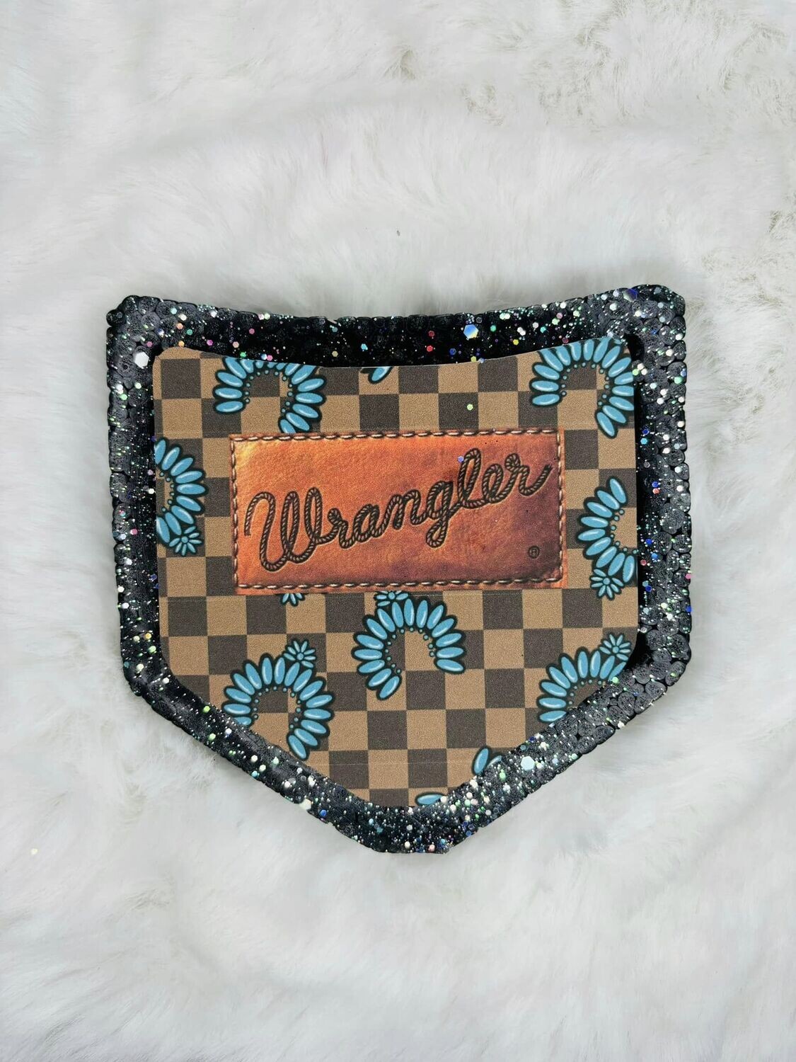 Turquoise Checkered Wrangler Pocket