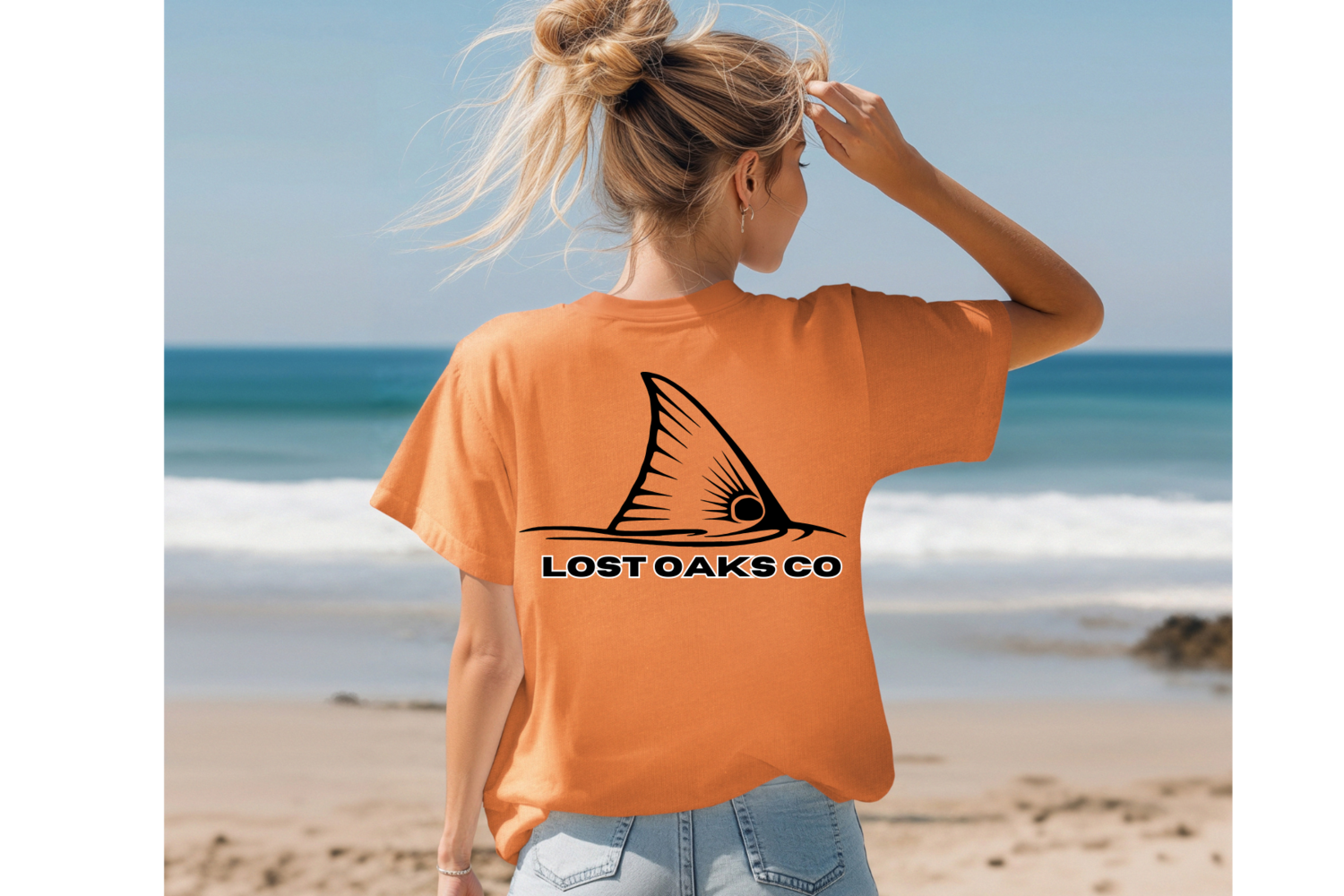 Red Fish tail logo tee