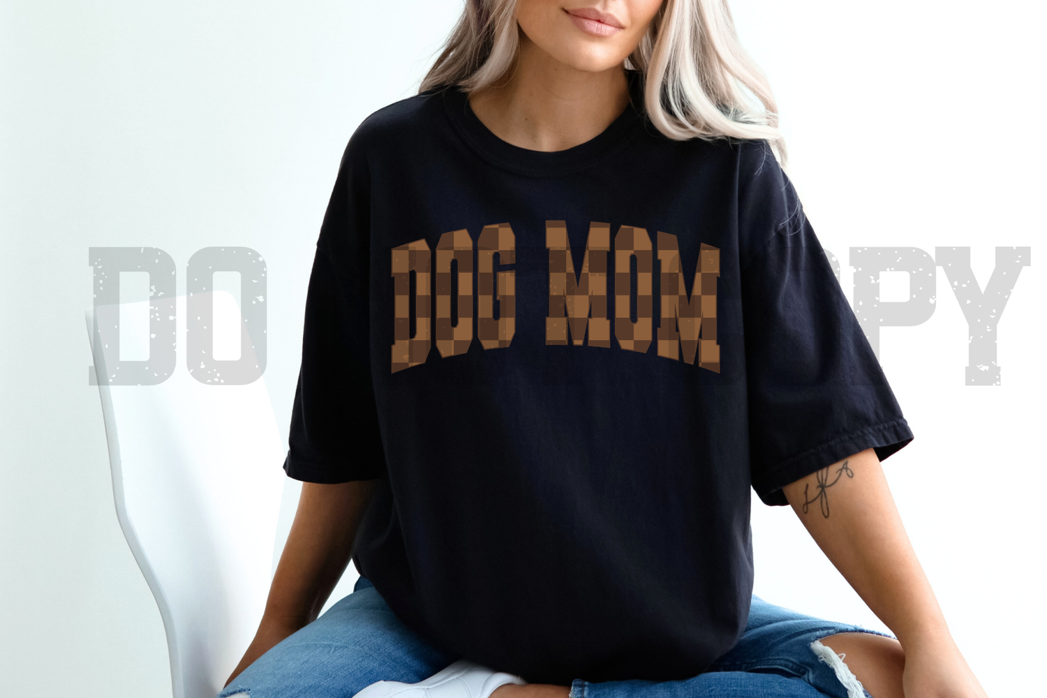 Dog Mom Brown Checkered